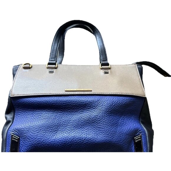 Marc by Marc Jacobs Shelter Island Blue Color Brown Block Leather Satchel Tote - Picture 1 of 16